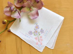 Set of 3 Violet Embroidered Ladies Handkerchiefs