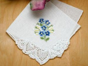Set of 3 'Something Blue' Daisy Bridal Handkerchiefs