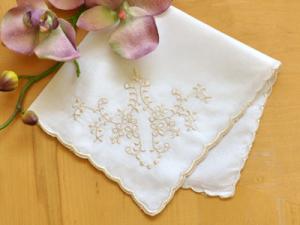 Set of 3 White Hankys with a Gold Regal Design