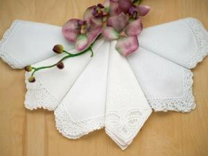 Bridal Set of 6 Different Wedding Handkerchiefs - Set C