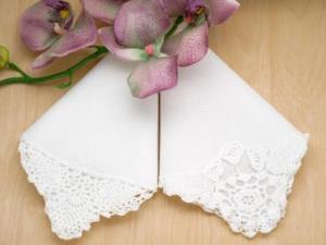 'Mothers' Set Wedding Handkerchief Set with Crochet Lace