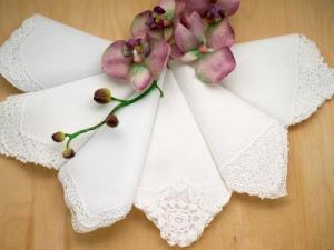 Bridal Set of 6 Different Wedding Handkerchiefs - Set E