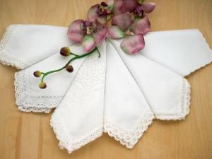 Bridal Set of 6 Different Wedding Handkerchiefs - Set H