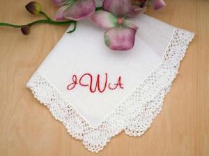 Monogrammed Wedding Hankie w/ 3 Initials - Font C