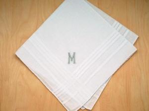 Mens Monogrammed Wedding Hankie w/ 1 Initial - Font E