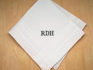 Mens Monogrammed Wedding Hankie w/ 3 Initials - Font F