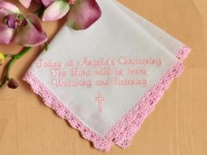 Personalize Up To 3 Lines Hankie w/ Cross - Font N