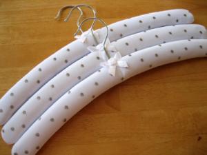 Set of 3 Padded Hangers with Embroidered Silver Dots