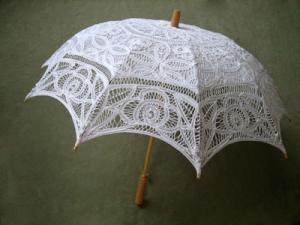 White Wedding Battenburg Lace Parasol