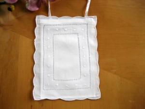 Linen Toilet Paper Cover with Embroidered Swiss Dots