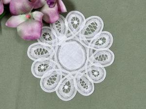 1 Dozen White Round Cocktail Napkins with Battenburg Edges