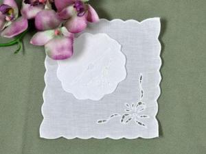 Set of 8 Cutwork Lace Bow Cocktail Napkins and Wine Footies