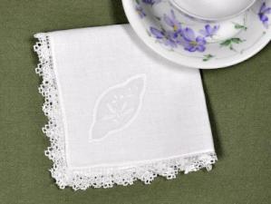 1 Dozen White Clover Cutwork Linen Dinner Napkins