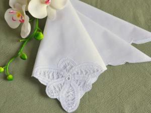 1 Dozen White Battenburg Lace Dinner Napkins