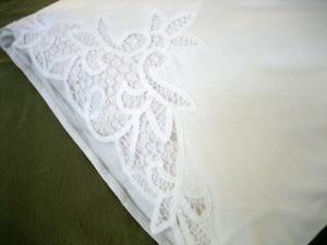 Pair of White Cotton Battenburg Lace Pillowcases