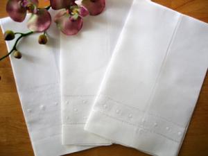 Variety Pack of 6 Embroidered Dot Linen Hand Towels
