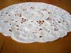 White Linen Round Doily with Daisy Cutwork