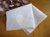 Set of 3 White Embroidered Handkerchiefs with a Flower