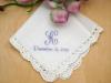Monogrammed Wedding Hankie w/ 1 Initial And Date - Font J