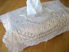 Ecru Cotton Tissue Box Cover with a Battenburg Lace Overlay