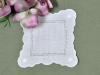 1 Dozen White Linen Cocktail Napkins with Scalloped Edges