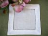 1 Dozen White Hemstitched Linen Cocktail Napkins