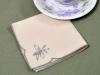 1 Dozen Ecru Lunch Napkins With A Trilium Flower