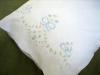 Pair of Cotton Pillowcases with Ribbon and Flower Embroidery