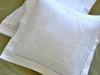 Pair of White Linen Throw Pillow Covers with Scroll Embroidery