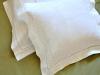Pair of White Linen Throw Pillow Covers with Diamond Dot Weave