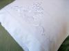 Pair of Cotton Pillowcases with Embroidered Bouquet of Posies