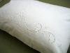 Pair of White Linen Cutwork Lace Pillowcases with Rose Design