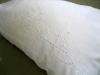 Pair of White Linen Cutwork Lace Pillowcases with Daisy Bouquet