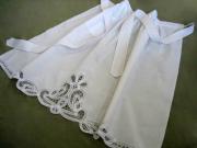 White Cotton Battenburg Half Length Bibless Apron