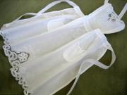 White Linen Battenburg Full Length Apron