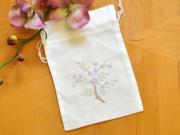 Set of 3 Linen Favor Bags with Lavender Flowers