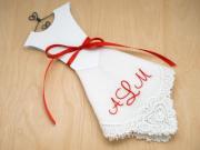 Monogrammed Wedding Dress Hankie Kit 3 Initial Font C