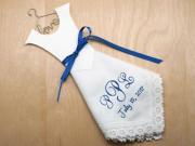 Monogrammed Wedding Dress Hankie Kit 3 Initial/Date Font J