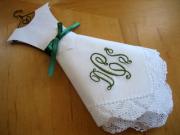 Monogrammed Wedding Dress Hankie Kit Fan Font B