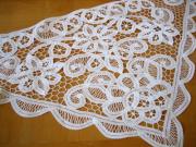 Set of 2 White Battenburg Lace Sofa Back Doilies 15x27