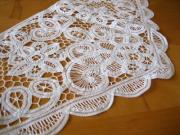 Set of 2 White Battenburg Lace Sofa Back Doilies 12x36