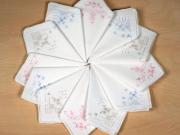 Set of 12 Mix Color Embroidered Handkerchiefs