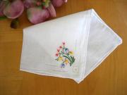 Set of 3 Flower Embroidered Handkerchiefs