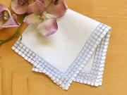 Set of 3 Blue Circle Band Border Handkerchiefs