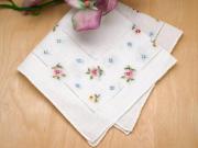 Floral Cross Stitch Bridal Handkerchief