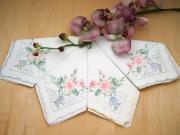 Set of 12 Mix Pink Flower Embroidered Handkerchiefs