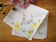 Set of 3 Yellow Flower Embroidered Handkerchiefs