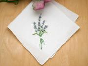 Set of 3 Lavender Embroidered Handkerchiefs