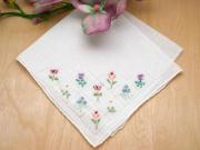 Set of 3 Flower Bouquet Embroidered Handkerchiefs