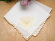 Set of 3 Yellow Butterfly Embroidered Handkerchiefs
